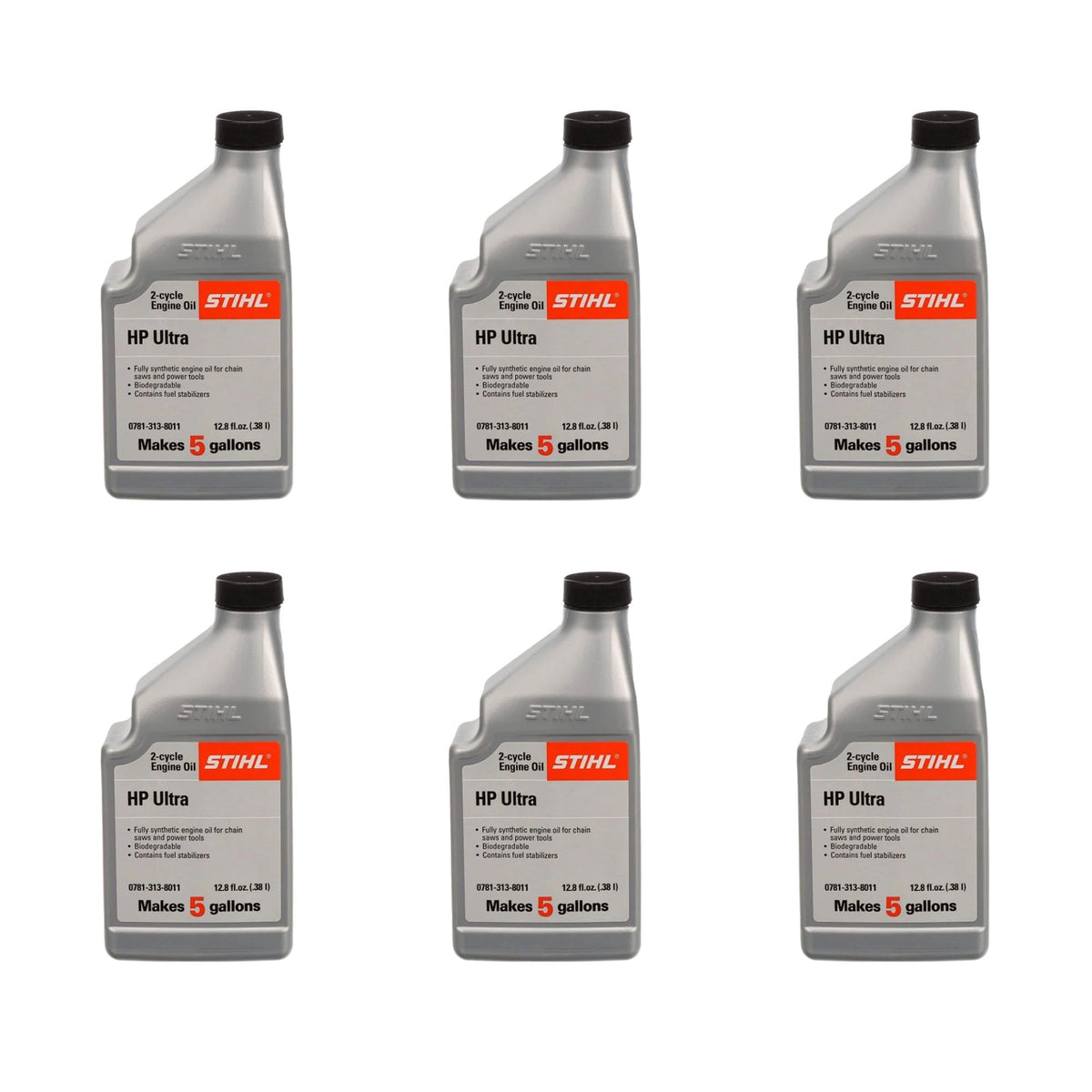 STIHL High Performance Ultra 2-Cycle Engine Oil | 12.8 fl oz | Pack of 6 | Makes 5 Gallon | 0781 313 8012