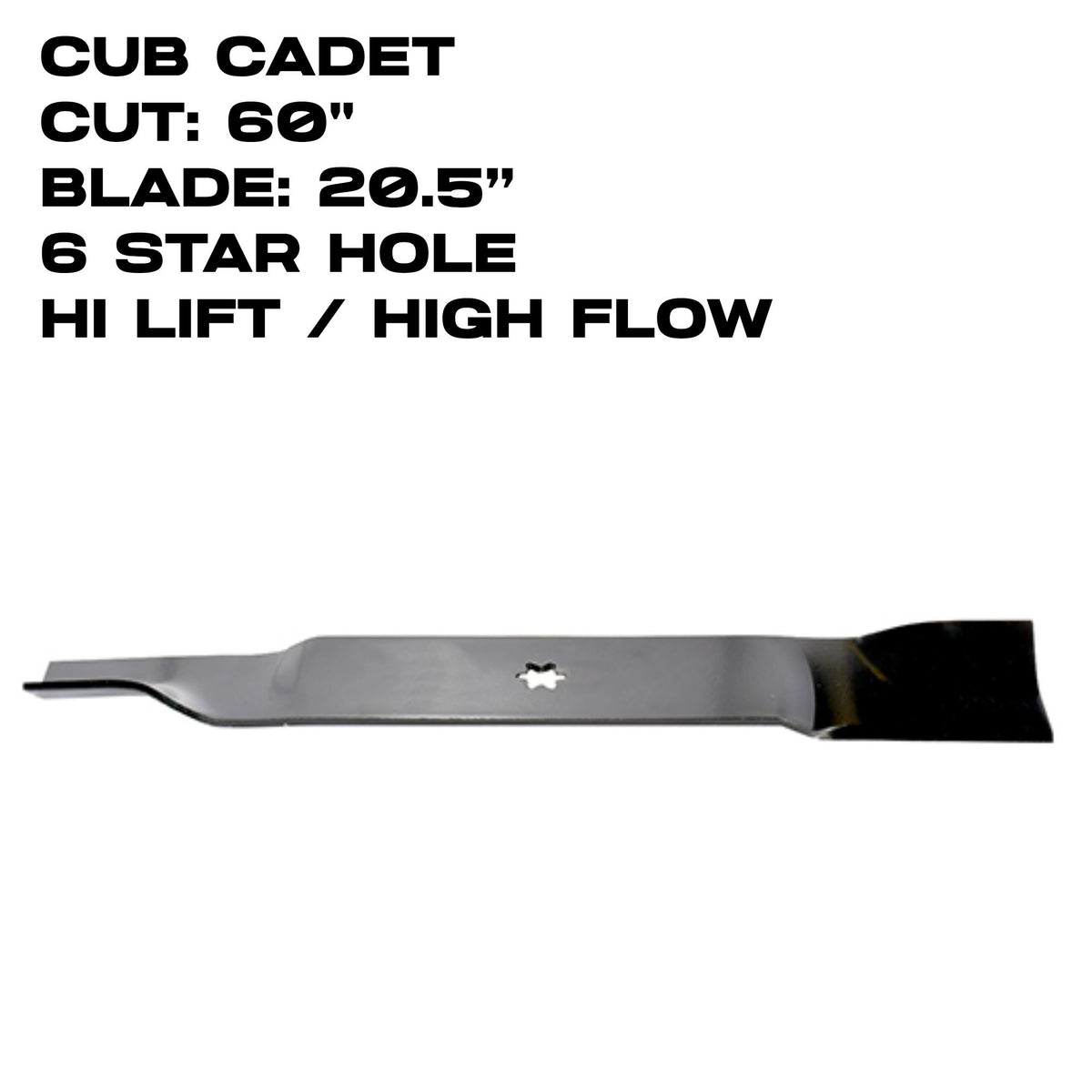 Rotary Blade | 20-1/2" X 6 Point Star | 60" Deck | For Cub Cadet | 16484