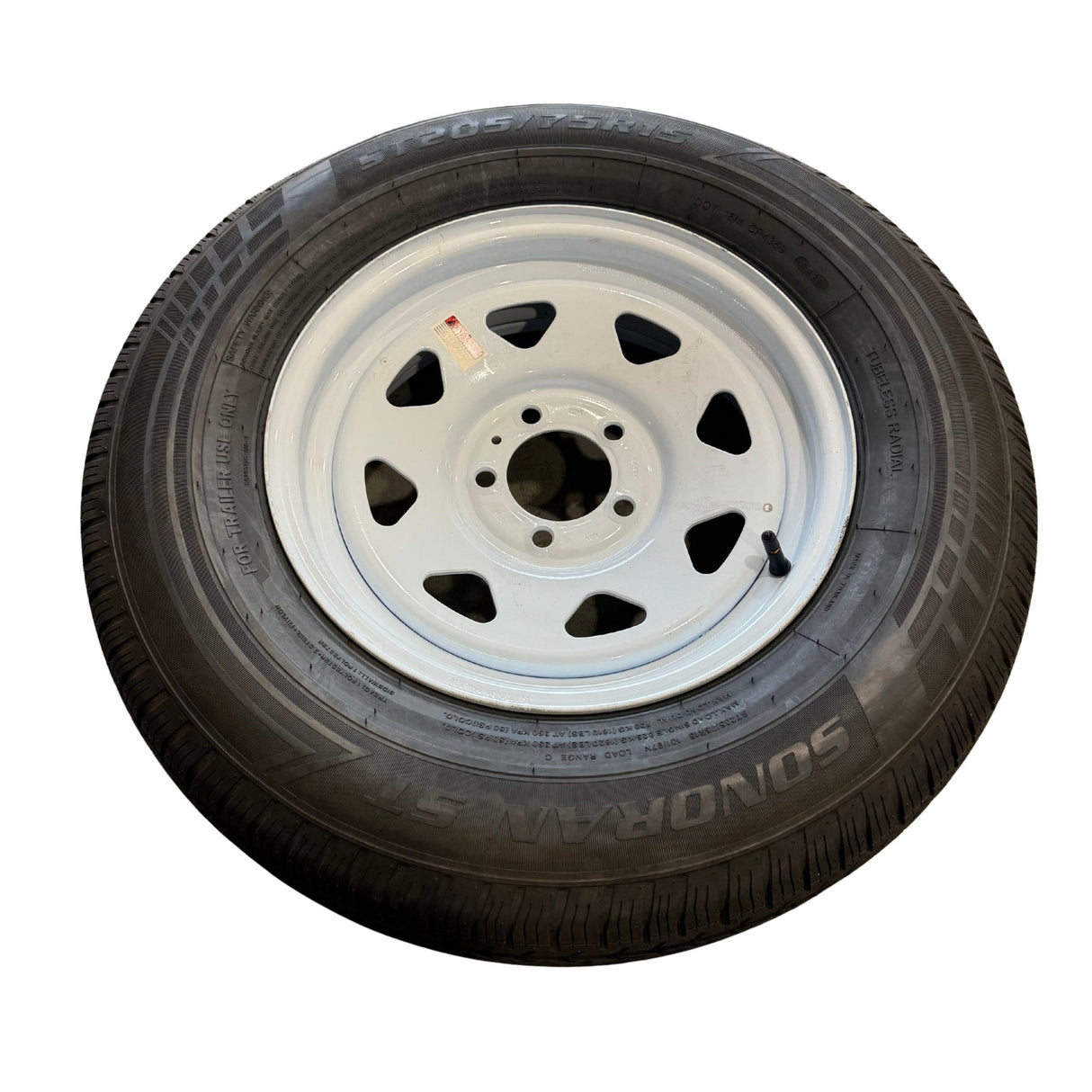 Dexter Trailer Tire | ST205/75-15 | 5 ON 4.5" | White Spoke | 915-545-025