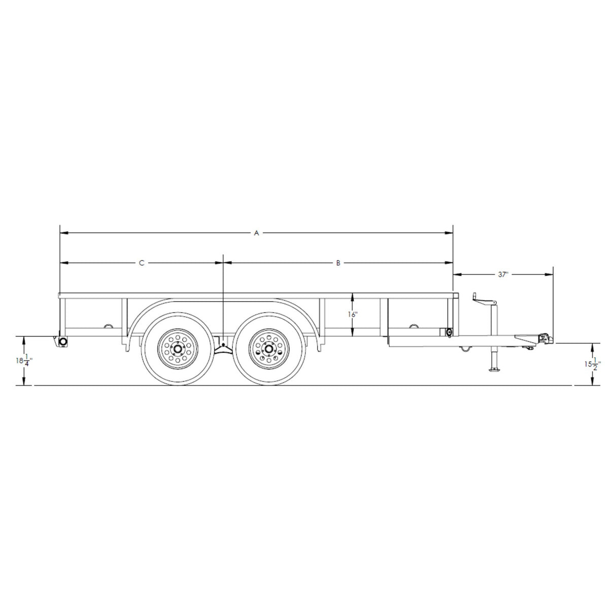 Big Tex Utility Trailer | 12FT | Tandem Axle | Pipe Top | 60PI-12BK4RG