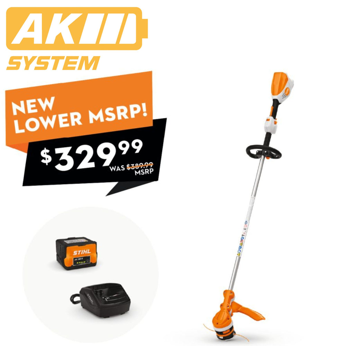 STIHL FSA 70 R Battery Powered Trimmer w/ AK 20 battery and AL 101 charger