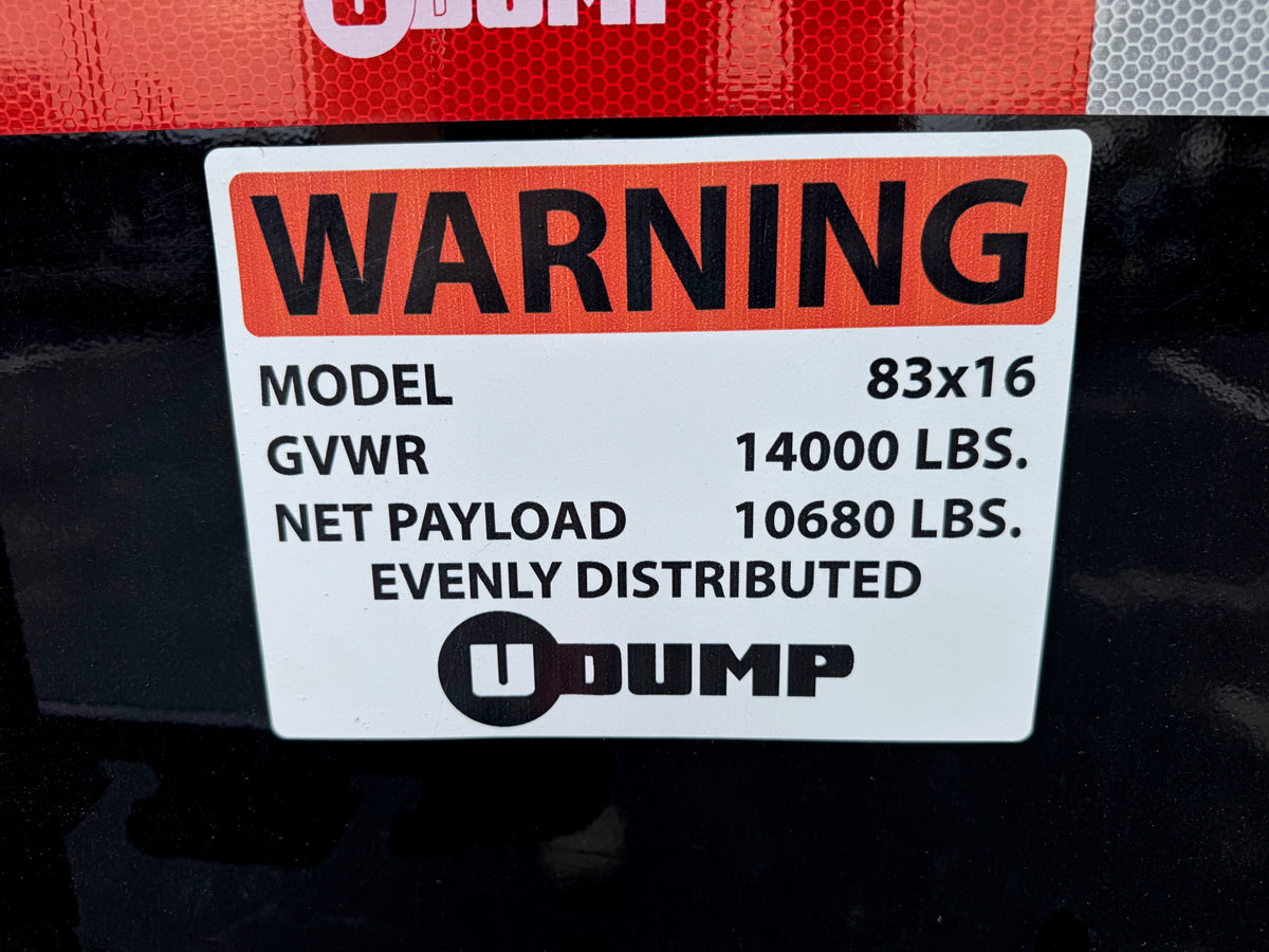 U-Dump Trailer | 14FT | Low-Profile | Tandem Axle | Telescopic | 831614T-48 LP-PRO