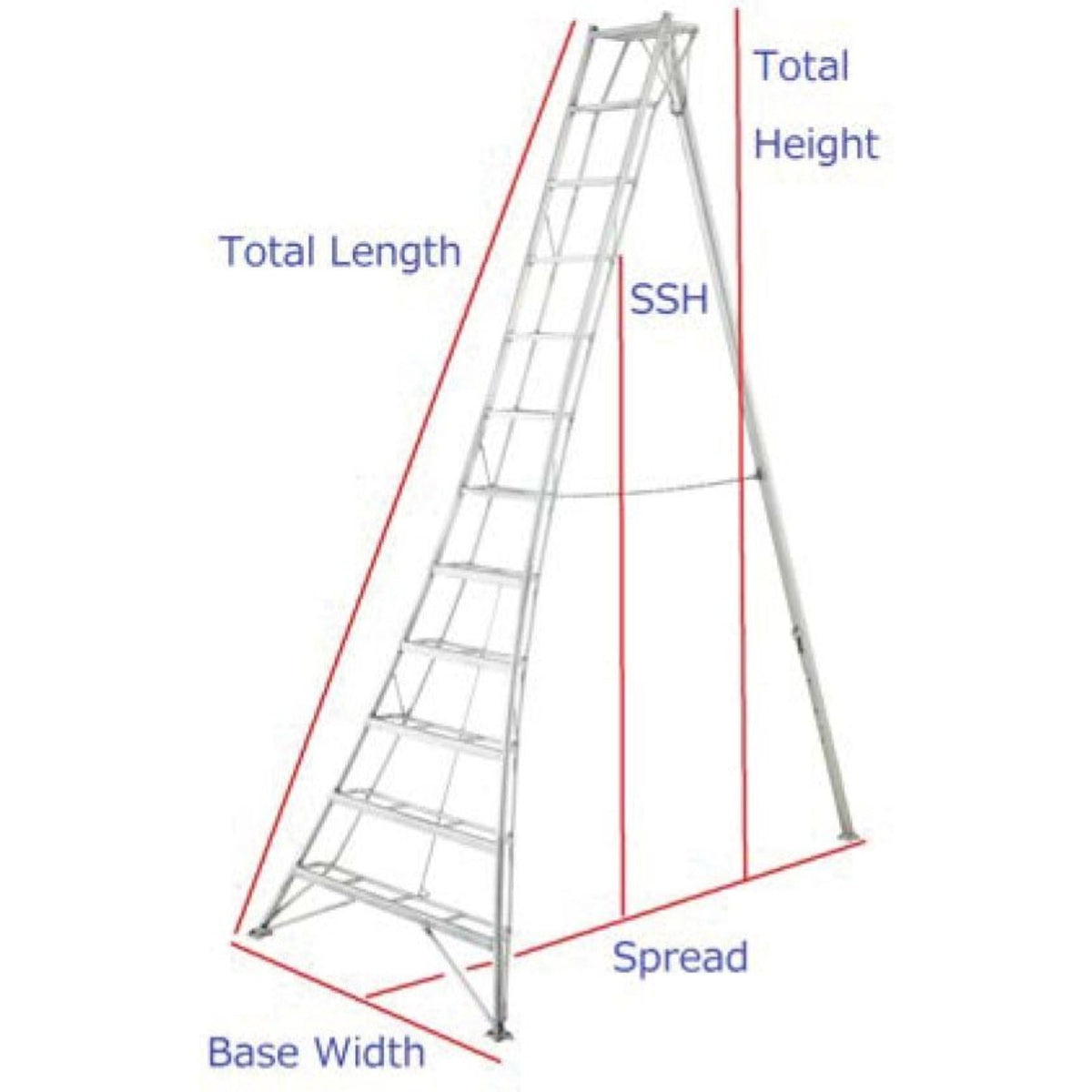 Hasegawa GSC-10AS 10' Tripod Ladder ANSI 300 LB Rating | Main Street Mower | Winter Garden | Clermont | Ocala