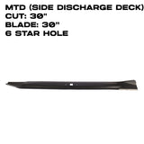 Rotary Blade | 30" X 6 Point Star | 30" Side Discharge Deck | MTD | 1023