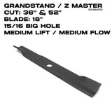 Toro Medium Flow Blade | 18" | GrandStand HDM / Z Master | 36" & 52"  Deck | 140-4856