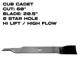 Rotary Blade | 20-1/2" X 6 Point Star | 60" Deck | For Cub Cadet | 16484