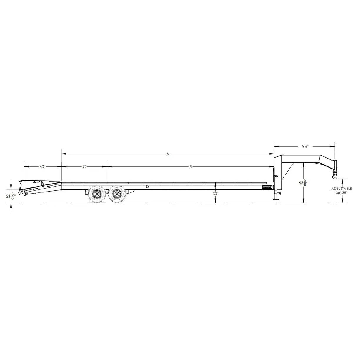 Big Tex Gooseneck | 25FT + 5' Dovetail | Single Wheel | Tandem Axle | Mega Ramp | 14GN-30D5A-MRBK