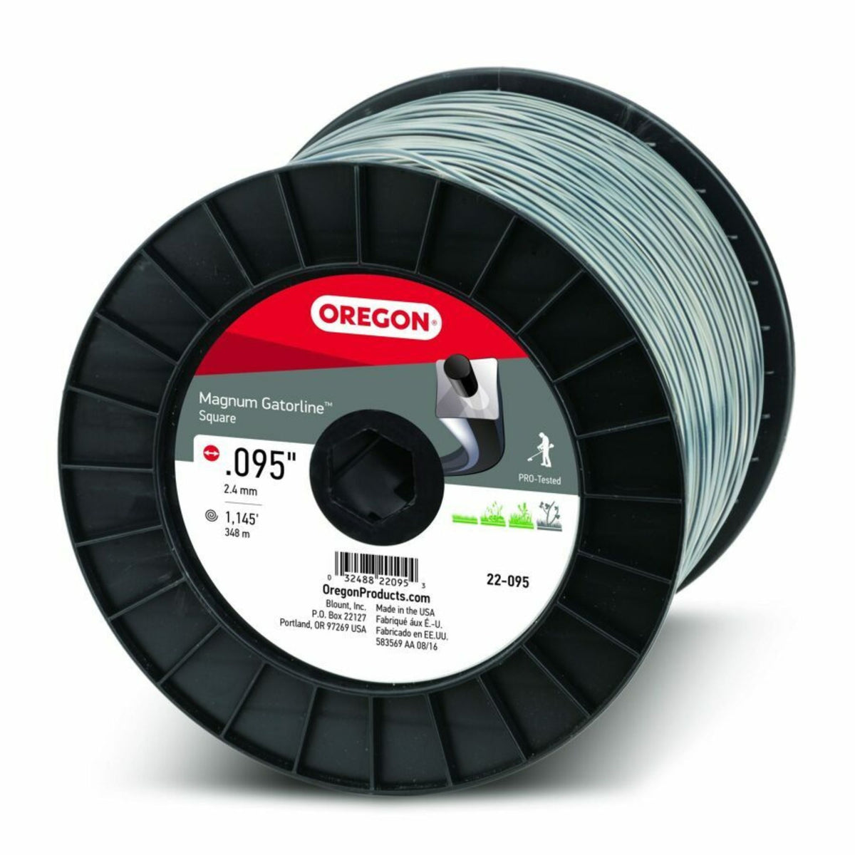 Oregon Magnum Gatorline Square Trimmer Line| .095" x 1134 Ft | 5lb Spool | Fits Stihl, Echo, Husqvarna, Ryobi, Troy Bilt | 22-095B