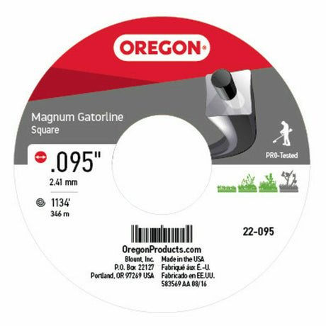 Oregon Magnum Gatorline Square Trimmer Line| .095" x 1134 Ft | 5lb Spool | Fits Stihl, Echo, Husqvarna, Ryobi, Troy Bilt | 22-095B