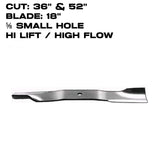 Rotary Blade | 18" X 5/8" |  Hi-Flow | Bobcat / Gravely / Scag | 36" & 52" Deck | 3401