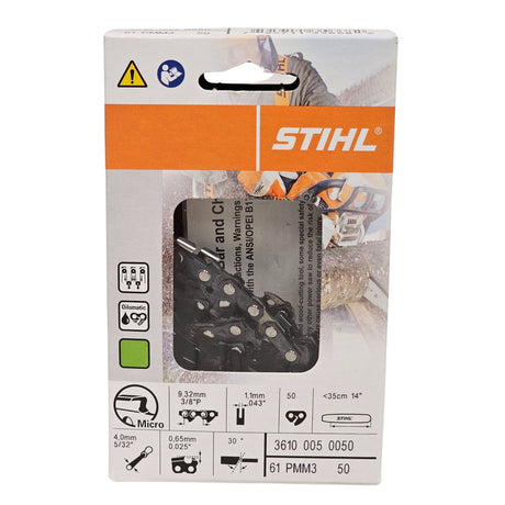STIHL Oilomatic Picco Micro Mini 3 | 61 PMM3 50 | 14 in. | 50 Drive Links | Chainsaw Chain | 3610 005 0050 | Main Street Mower | Winter Garden | Clermont | Ocala