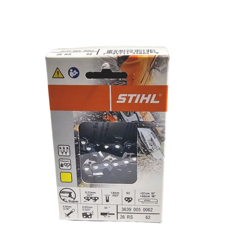 STIHL Oilomatic Rapid Super | 26 RS 62 | 16 in. | 62 Drive Links | Chainsaw Chain | 3639 005 0062 | Main Street Mower | Winter Garden | Clermont | Ocala