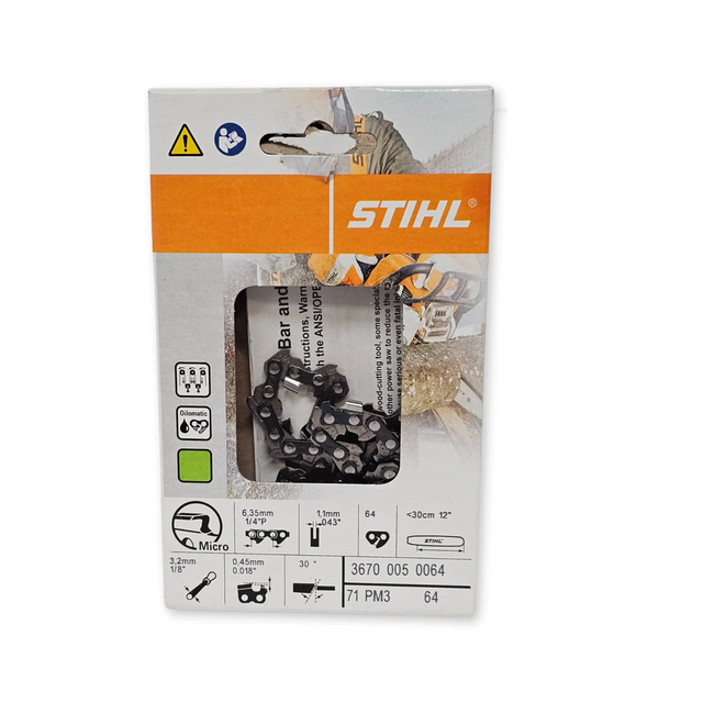 STIHL Oilomatic Picco Micro 3 | 71 PM3 64 | 12" | 64 Drive Links | Chainsaw Chain | 3670 005 0064 | Main Street Mower | Winter Garden | Clermont | Ocala