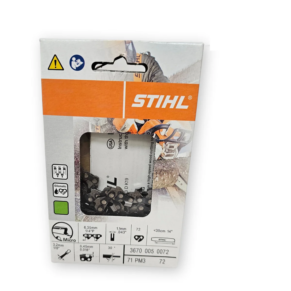 STIHL Oilomatic Picco Micro 3 | 71 PM3 72 | 14 in. | 72 Drive Links | Chainsaw Chain | 3670 005 0072 | Main Street Mower | Winter Garden | Clermont | Ocala