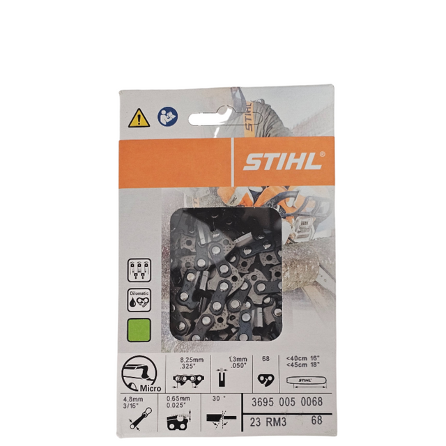 STIHL Oilomatic Rapid Micro 3 | 23 RM3 68 | 18 in. | 68 Drive Links | Chainsaw Chain | 3695 005 0068 | Main Street Mower | Winter Garden | Clermont | Ocala