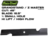 Main Street Mower Hi-Flow Blade | 16.5" | 5/8 Hole | Z Master / GrandStand | 48" Deck | 48-58-165-H