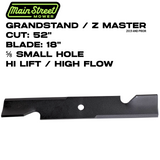 Main Street Mower | Hi-Flow Blade | 18 Inch | 5/8 Hole | Z Master / GrandStand | 52" Deck | 52-58-180-H