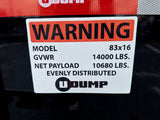 U-Dump Trailer | 14FT | Low-Profile | Tandem Axle | Telescopic |  831614T-48 LP-PRO