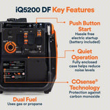 Generac Generator | 3900W/5200W Dual Fuel Gas Propane Inverter COSense Electric Start RFB | IQ5200DF